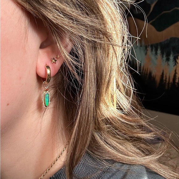 no brand Jewelry - 10k custom one of a kind opal and citrine hoop charms